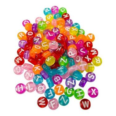 Imagem de Miçanga Infantil Redonda Aprox. 500 Letras Translucidas Entremeio Alfa