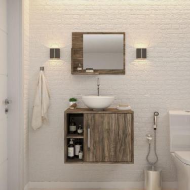 Imagem de Gabinete P/Banheiro Soft 60 cm C/cuba R30 e Espelheira - Compace, Carv