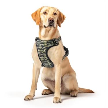 Imagem de Peitoral para cães sem puxão, colete refletivo ajustável com clipe frontal/traseiro, alça de controle fácil para cães de tamanho médio e grande pequenos, caminhada, treinamento, corrida (GG, verde)