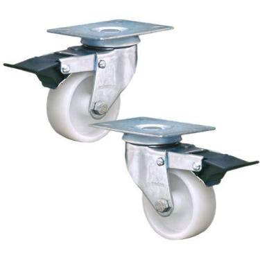 Imagem de 2 Rodizio Giratório 3 pol. roda nylon com freio 150 kg - Colson