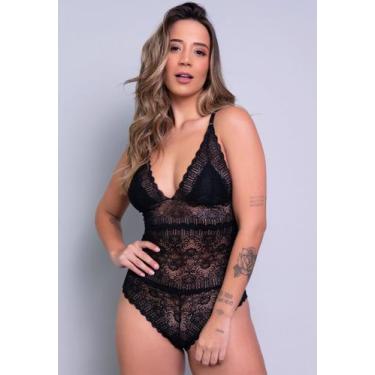 Imagem de Body Lingerie Transparente Renda Decote Blogueira - WLS Modas, Preto, 