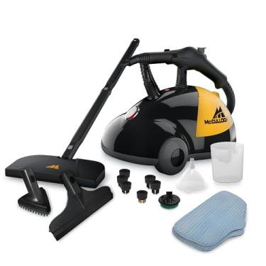 Imagem de McCulloch MC1275 Heavy-Duty Steam Cleaner com 18 Acessórios, extra-longa Cabo de alimentação, limpeza Chemical-Free pressurizado para a maioria dos pisos, balcões, aparelhos, janelas, Autos, e mais, Amarelo / Cinza