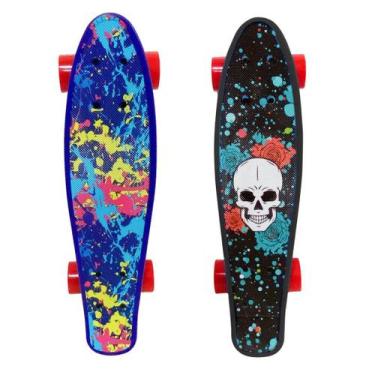 Imagem de Skate Mini Cruiser Infantil Radical Estampado Dm Toys, Caveira