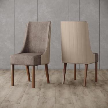 Imagem de Kit 4 Cadeiras Ivy Corano Bege/Cacau - Henn - LM DECOR