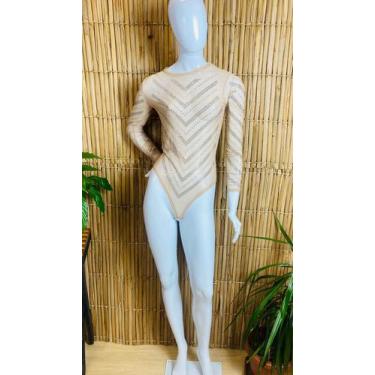 Imagem de Dança do Ventre Body Manga Longa Segunda Pele Tule Pedrarias Luxuoso -