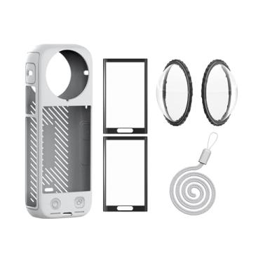 Imagem de Rszfnjxry Capa de proteção de lente Insta 360 X4 capa de silicone e protetores de tela compatíveis com Insta360 X4 (cinza)