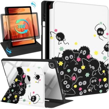Imagem de Kidcube Capa para Samsung Galaxy Tab A7 - 26 cm para mulheres e meninas, capa fólio fofa com suporte para lápis, desenho feminino, design exclusivo, suporte giratório para adolescentes para Galaxy Tab