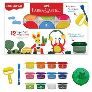 Imagem de Faber-Castell Little Creatives Massa de modelar super macia – 12 cores: clássico e neon + ferramentas de escultura, kit de massa de brinquedo não tóxica para crianças pequenas, crianças a partir de 3