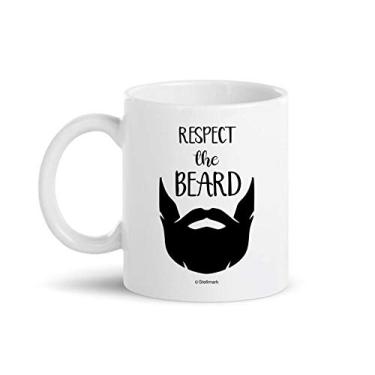Imagem de Respeite a barba - Caneca de café engraçada presente para marido, pai, avô, filho, amigo ou colega de trabalho (branco 325 ml, FEITO EXCLUSIVAMENTE PARA PRODUTOS DE MADEIRA)