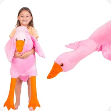 Imagem de Travesseiro Corpo Xuxão 140cm Pato Ganso Almofada Dormir Gestante (Rosa)