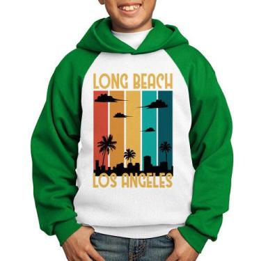 Imagem de Moletom Infantil Long Beach Los Angeles - Foca na Moda, Branco, Verde,