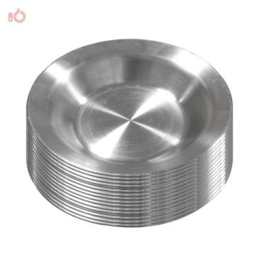 Imagem de Kit 75 Pratos Alumínio Polido Reforçado para Merenda Escolar - OkaySho