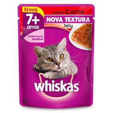 Imagem de Ração Úmida Whiskas Sachê Jelly Adultos 7+ Carne 85 gr - Whiskas