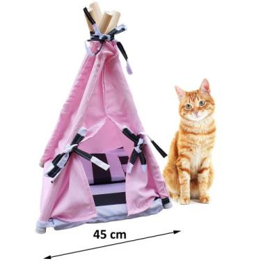 Imagem de Kit Caminha Pet Cachorro Gato Cabana Toca Rosa Com Preto P - Pet Best 