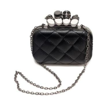 Imagem de Bolsa de Ombro Wokex Skull Ring Feminina - Bolsa de Noite Preta