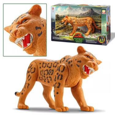 Imagem de Onça Pintada Brinquedo Boneco Articulado Realista Vinil 26cm - Silmar