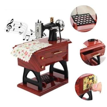Imagem de Caixinha De Musica Maquina Costura Musical Porta Joias Retro - Lanmax