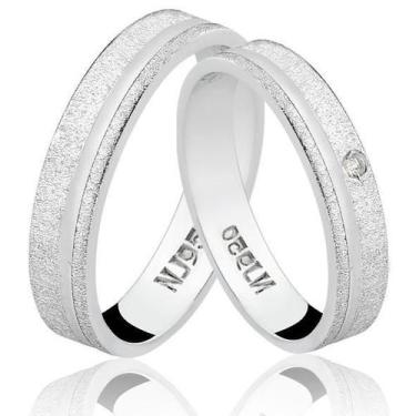 Imagem de Par de Alianças em Prata 925 com Zircônia AL14 - Natália Jóias, Prata