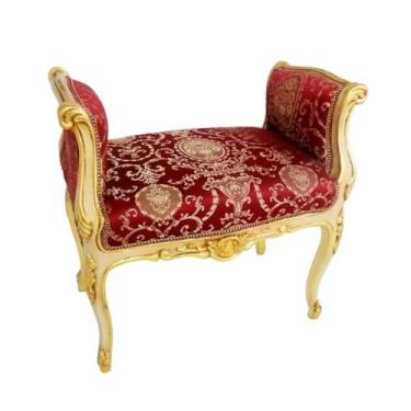 Imagem de Namoradeira Recamier Madeira Folha Ouro Luiz XV Luxo - LUXdécor Casa e
