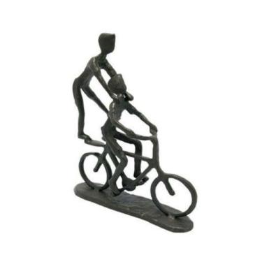 Imagem de Escultura Decorativa Crianças Brincando Bicicleta Luxo - LUXdécor