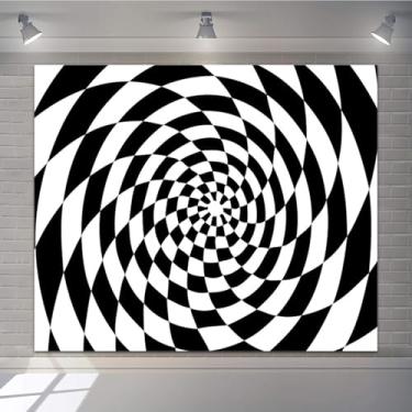 Imagem de Pano de fundo em vórtice preto e branco, 3 x 2 m, 3D, abstrato, espiral, túnel para fotos, perspectiva futurista, tubo de tubulação, túnel infinito, crianças, bebês, adultos, retrato de fundo