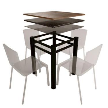 Imagem de Base Para Mesa De Vidro Jantar 4 Lugares Preta Quadrada - CromoShop