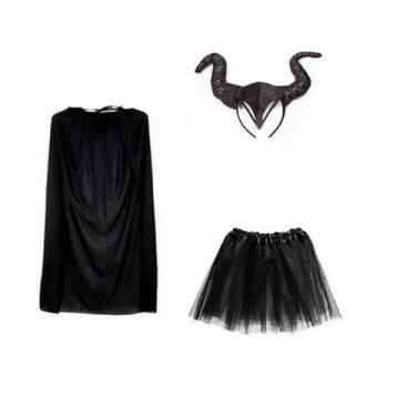 Imagem de Fantasia Bruxa Malévola C/ Tiara Capa e Saia Festas Eventos - CM Prese