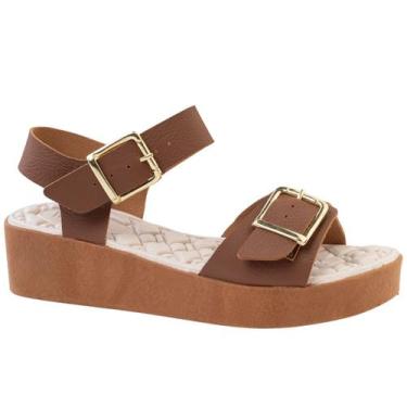 Imagem de Sandália Feminina Ortopédica Anabela Plataforma De Fivela Confortável 