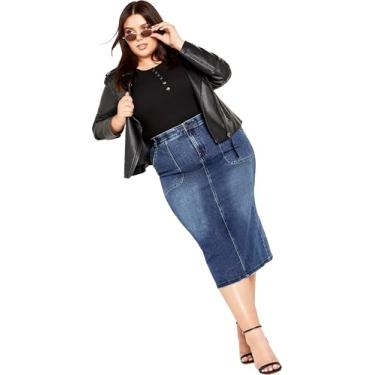 Imagem de Avenue Saia feminina plus size Blake, Lavagem média, 60