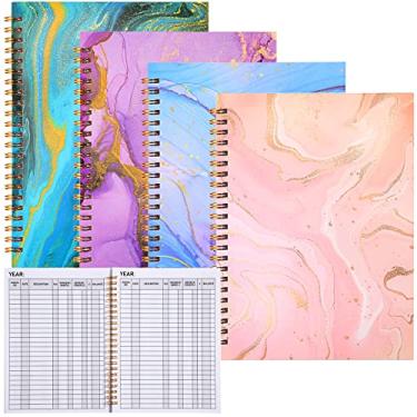 Imagem de Caderno contábil de contabilidade, rastreador de contas, cadernos, caderno de cheques de equilíbrio espiral encadernado para contabilidade de pequenas empresas, 200 folhas no total (padrão de mármore