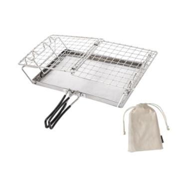 Imagem de Generic Fogão de acampamento, torradeira, fogueira, grelha, suporte com alça anti-escaldante, torradeira de pão, 2 fatias, torradeira de acampamento para