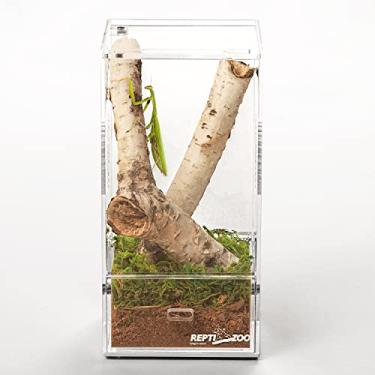 Imagem de REPTI ZOO Terrário acrílico para répteis, caixa de aranha saltadora de acrílico com visão completa, 10 x 10 x 20 cm, caixa de alimentação vertical para pequenos répteis e invertebrados, louva-a-deus