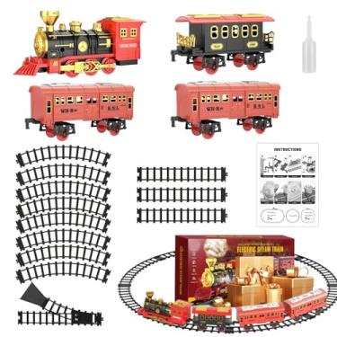 Imagem de Conjunto de trem infantil, conjunto de trem elétrico,Conjunto de trem clássico brinquedo de trem de som elétrico - Modelo de locomotiva Kit ferroviário movido a bateria Brinquedo de Natal para meninas