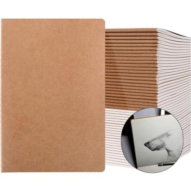 Imagem de Pet Partisan Pacote com 50 cadernos A5 em branco Kraft 20 x 14 cm, diários de viagem, cadernos de capa macia, 34 folhas 68 páginas para escrever material de escritório escolar (pacote com 50)