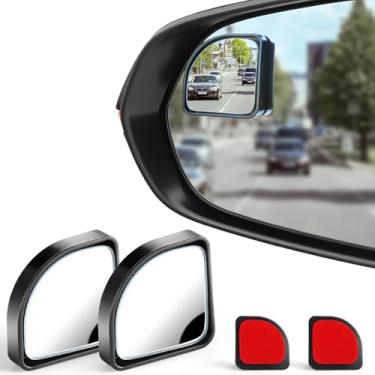 Imagem de LivTee Espelho retrovisor com 2 peças, vidro HD e invólucro ABS convexo grande angular com bastão ajustável para carro universal, preto