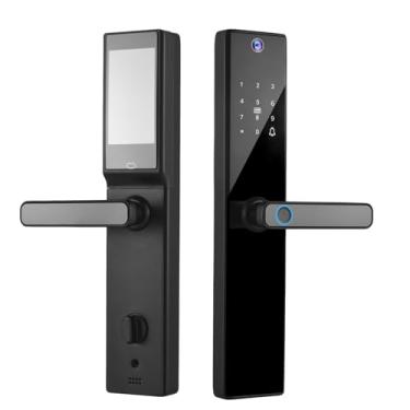 Imagem de Swokely Fechadura inteligente com câmera tela de 4,5 polegadas BT fechadura de porta de entrada sem chave TY APP/impressão digital/senha/cartão/métodos de desbloqueio de chave mecânica para 40-120 mm