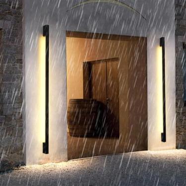 Imagem de Luminária de parede LED para jardim 40W exterior IP65 à prova d'água luzes de parede de segurança de alumínio preto acrílico arandela de parede externa para quintal varanda escadas decorativas (100