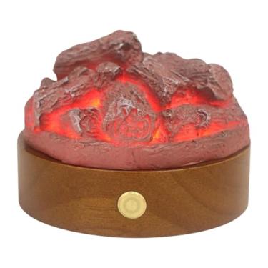 Imagem de Gralara Luz noturna para fogueira, lâmpada de lenha, mesa USB, artesanato, lâmpada de mesa, luz noturna de para, casa, presente de dia dos, Base Marrom