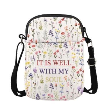 Imagem de JXGZSO Bolsa tiracolo floral cristã It Is Well With My Soul Presente Cristão Presente Religioso Presente Fé, With My Soul Cb