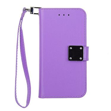 Imagem de Cube Capa de celular para Apple iPhone 8/7/6s/6 - Capa carteira de couro personalizada roxa com bolsa para cartão de crédito e clipe cromado
