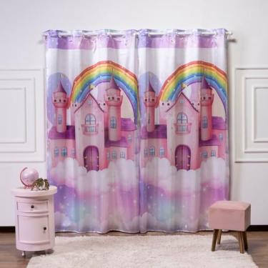 Imagem de Cortina Infantil 3,00x2,20 Estampada Tecido Cetim (Castelo)