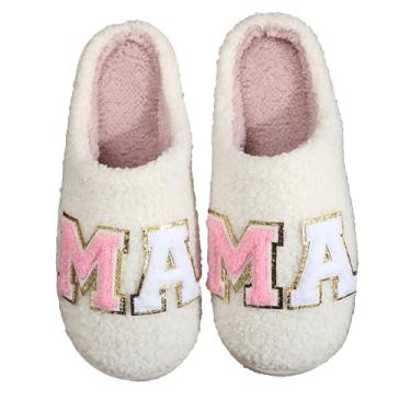 Imagem de LNERIP Pantufas femininas de inverno fofas de pelúcia para uso interno e externo, Mamãe, 5.5-6 Women/4.5-5 Men
