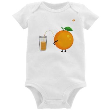 Imagem de Body Bebê Peeing Orange - Foca na Moda, Branco, P