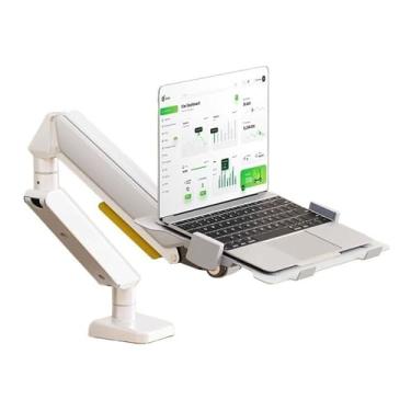 Imagem de Suporte de exibição para laptop com bandeja ajustável para notebook de 25 a 43 cm, braço de montagem com mola a gás de movimento total para monitor de 17 a 81 cm (dentro de 4,4 ~ 10 kg), braçadeira C