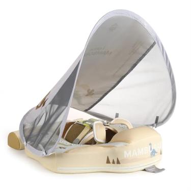 Imagem de GENTEACO Boia de natação para bebês Mambobaby com dossel removível para bebês de 3 a 24 meses, boia de natação não inflável para bebês com cauda, evite virar material amigo da pele, treinador de