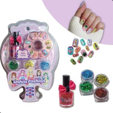 Imagem de Kit Manicure Infantil Esmalte Design Unhas Postiça Decoradas - Toys e 