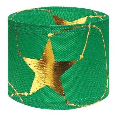 Imagem de Fita De Natal Estrelas Metálicas 5cm X 10m Várias Cores - Fitas Regina