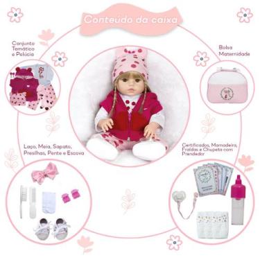 Imagem de Baby Reborn Grande Que Fala Pano + 08 Acessorios De Luxo - Cegonha Reb