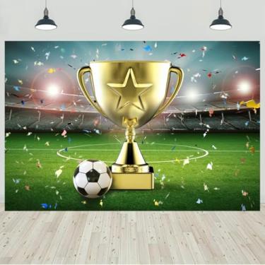 Imagem de Estádio Campeão de Futebol de 3 x 2 metros Estádio Campeonato de Futebol Troféu Confetes Fotografia Fundo Tema Futebol Decorações Banner Crianças Adultos Retratos Foto Studio Adereços