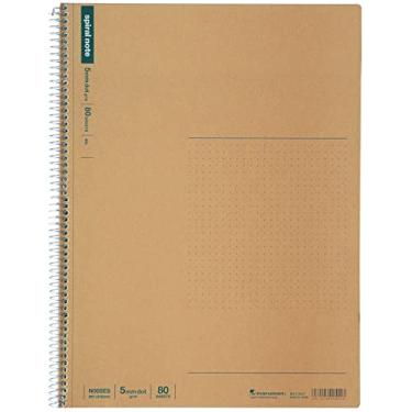 Imagem de Maruman Caderno básico de pontos em espiral - A4, 21 cm x 29,7 cm, 80 folhas/160 páginas, diário pontilhado de 5 mm, páginas perfuradas e encadernado com fio para ficar plano, capa Kraft resistente